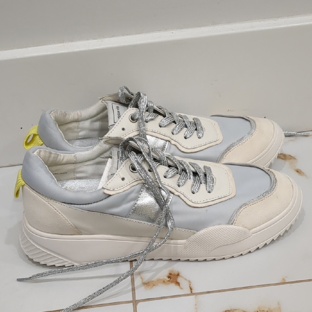 Dolce Vita Women's Sneakers in White, Silver, and Yellow